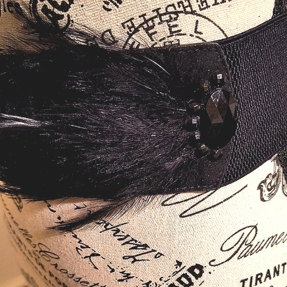 Elegant Black Feathered Women's Stretchable Belt - Picture 2 of 5